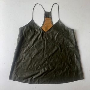 Style Rack Green Faux Leather Racerback Tank